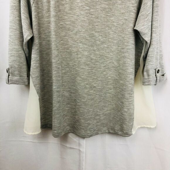 Forever 21 Plus Size 2X Womens Tunic Top 3/4 Sleeve Gray Flowy Sheer Back - Picture 4 of 10